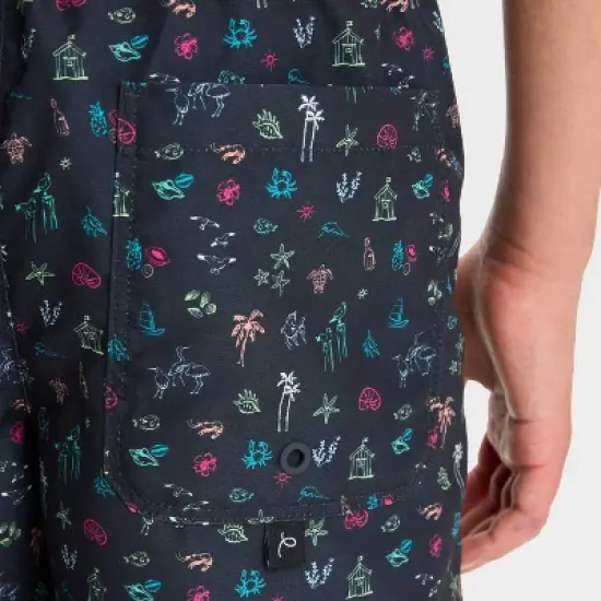 Boys' Summer Icons Printed Swim Trunks - art class&trade; Black image {2}