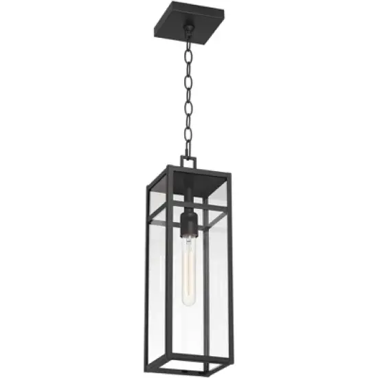 John Timberland San Lucas 19 1/2" High Modern Outdoor Pendant Light Fixture Ceiling Porch House Exterior Hanging Sand Black Metal Clear Glass Shade image {5}