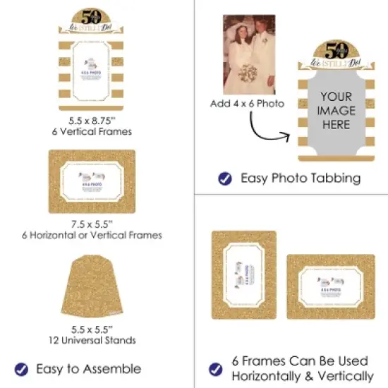Big Dot of Happiness We Still Do - 50th Wedding Anniversary - Anniversary Party 4x6 Picture Display - Paper Photo Frames - Set of 12 image {2}