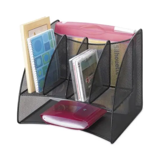 Safco Onyx Mesh Corner Organizer, Six Sections, Black, 15" x 11" x 13" image {3}