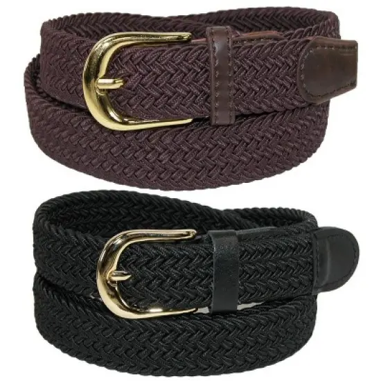 CTM Women's Elastic Braided Stretch Belt (Pack of 2 Colors) image {2}