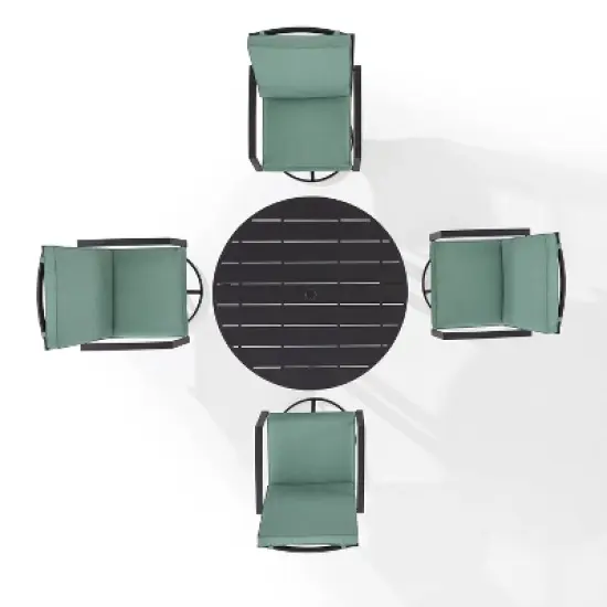 5pc Kaplan Outdoor Steel Round Dining Set with Swivel Chairs Mist/Bronze - Crosley image {6}