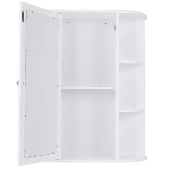 Costway Bathroom Cabinet Single Door Shelves Wall Mount Cabinet W/ Mirror Organizer image {7}