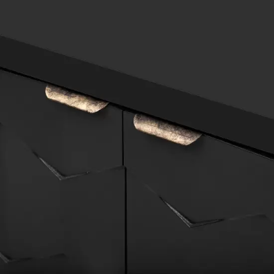 Sideboard Buffet Cabinet, Wooden Floor Storage Console Table, Sideboard Cabinet W/4 Honeycomb Pattern Designed Doors For Entryway Dining Room, Blue image {5}