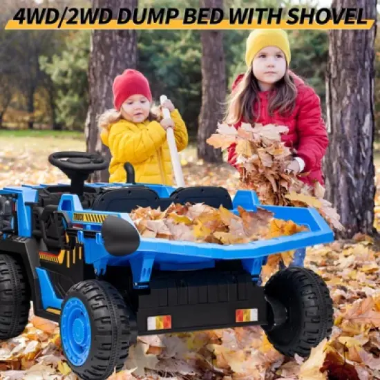 Ride On Dump Truck, 2 Seater Ride On Construction Vehicle with Remote Control, Electric Dump Bed, Ride On Car Toy for Kids image {6}