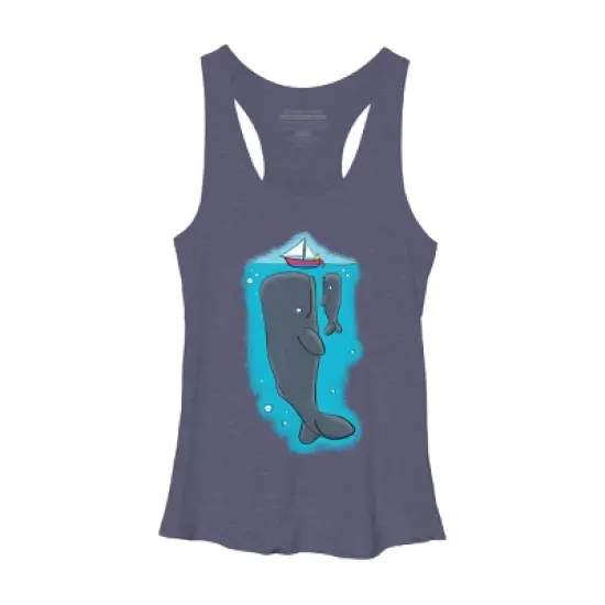 Women's Design By Humans Cute whales and sailing boat cartoon illustration By thefrogfactory Racerback Tank Top image {7}