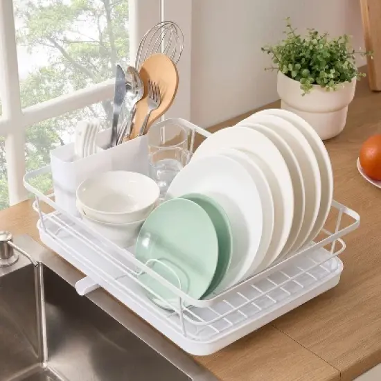 3-Piece Multi-Functional Dish Drying Rack with Drain Board & Utensil Holder image {9}