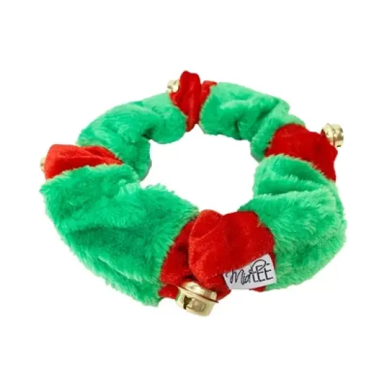 Midlee Red/Green Christmas Plush Bell Collar image {4}