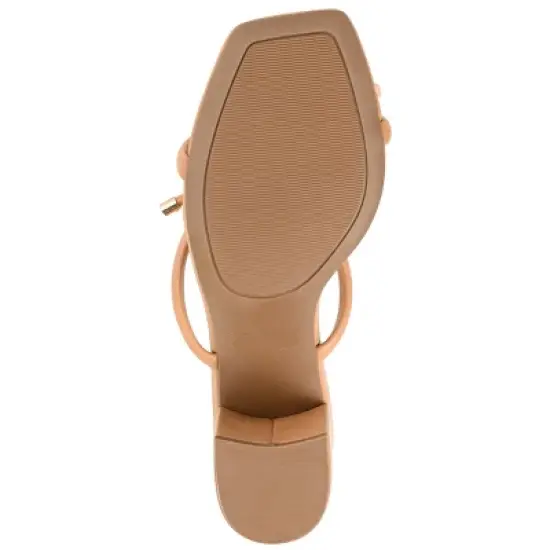Journee Collection Womens Jessa Tru Comfort Foam Open Square Toe Block Heel Sandals Tan 11 image {4}