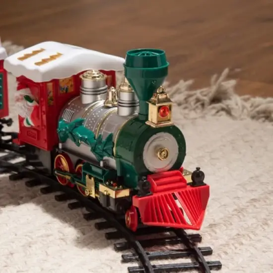Qaba Electric Train Set for Kids, Battery-Powered Christmas Train Toy Set with Sounds & Lights, Classic Toy Train Set with Gifts Box for 3-8 Years Old image {5}