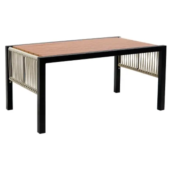 FIONECA U-Style Multi-Person Outdoor Iron Sofa Set with Rattan Accents, Waterproof & Rust-Proof Table for Garden, Lawn, Patio image {10}