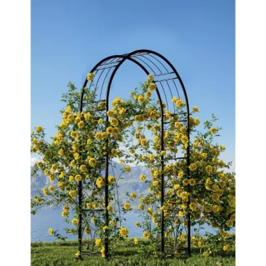 8FT Garden Arch Arbors, Reinforced Wedding Arbor with Ground Anchors, Rustproof Outdoor Trellis for Climbing Roses image {5}
