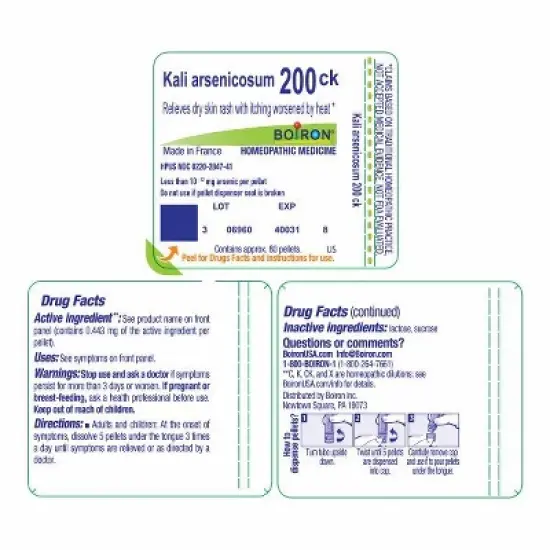 Kali Arsenicosum 200CK by Boiron Homeopathic Single Medicine For First Aid  -  80 Pellet image {1}
