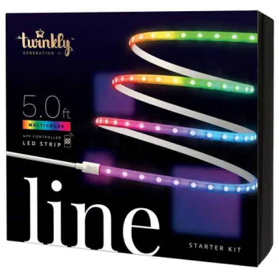 Twinkly Line App Controlled Adhesive and Magnetic White Wire Light Strip Starter Kit, Multicolor, RGB LED, 5ft image {8}