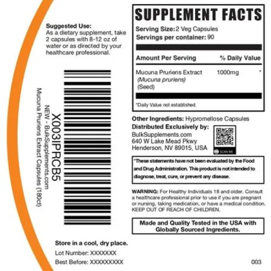 BulkSupplements Mucuna Pruriens Extract Capsules image {5}