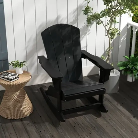 Outsunny Outdoor Rocking Chair, HDPE Adirondack Porch Rocker Chair for Garden, Patio image {1}