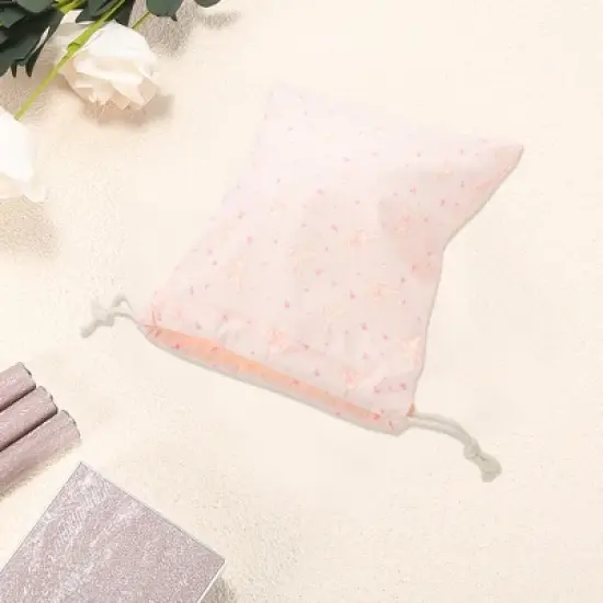 Unique Bargains Long-Eared Rabbit Drawstring Makeup Bag Pink 1 Pc image {2}