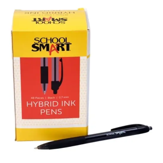 School Smart Retractable Hybrid Pens, Black, Pack of 48 image {1}