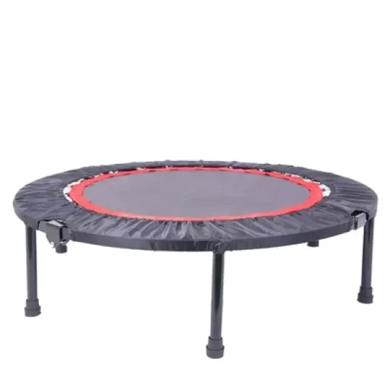 Okak 40 Inch High Elasticity Mini Trampoline, Foldable Indoor Trampoline with Safety Pad, Adults Rebounder for Home, Outdoor, Black image {7}