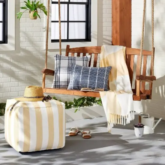 Textured Grid Lines Indoor/Outdoor Throw Pillow - Hearth & Hand&trade; with Magnolia image {1}