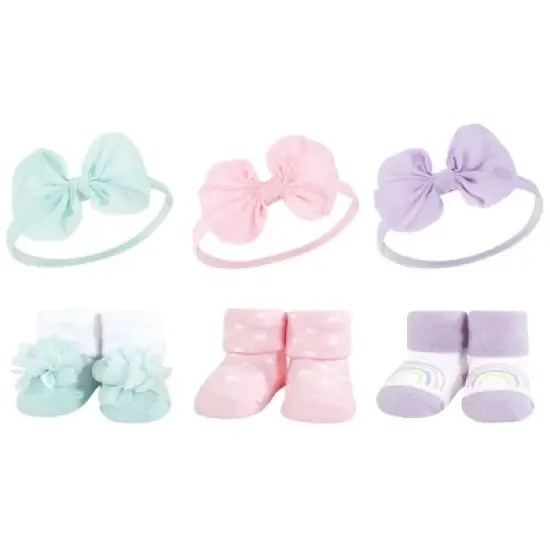 Hudson Baby Infant Girl 12Pc Headband and Socks Giftset, Purple Mint, One Size image {1}