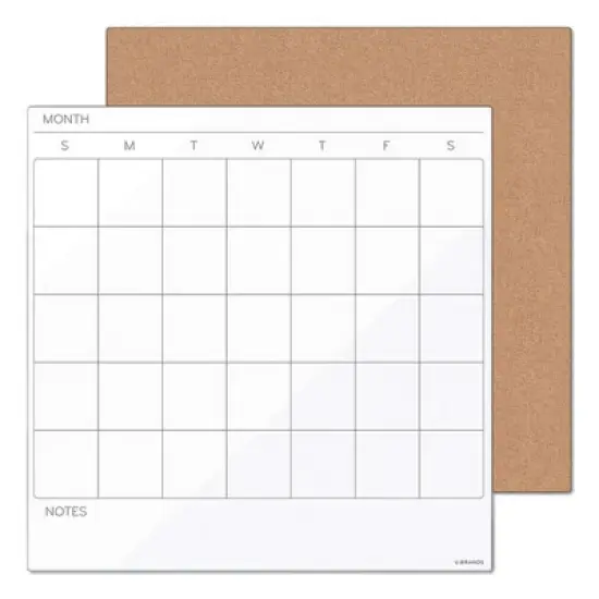 U Brands Tile Board Value Pack, (1) Tan Cork Bulletin, (1) White Undated Calendar Dry Erase, 14 x 14 image {5}