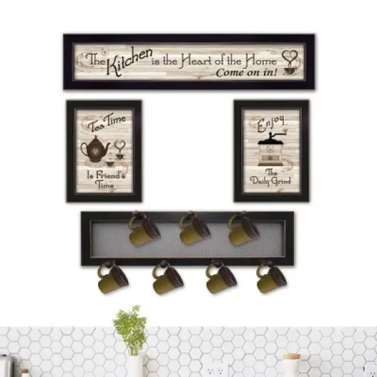 Gulches (Kitchen Collection IV)4-Piece Vignette with 7-Peg Mug Rack by Millwork Engineering, Black Frame image {3}