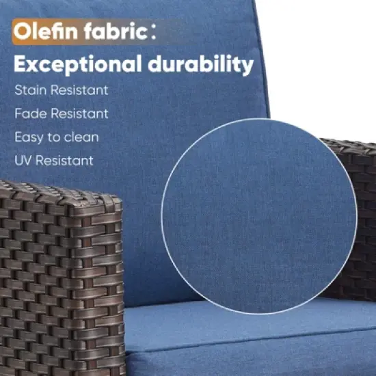 Buenhomino Outdoor Patio Furniture - Wicker Sofa with Removable Cushion, 3 Seater Rattan Couch with Deep Seat for Balcony Deck Backyard image {3}