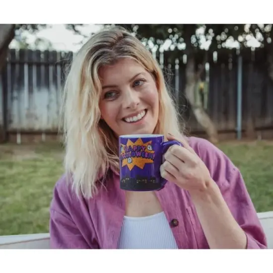 Silver Buffalo Sanrio Hello Kitty "Happy Halloween" Ceramic Glitter Mug | Holds 14 Ounces image {4}