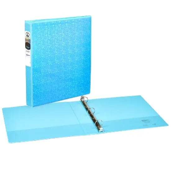 Avery Luxe Collection Durable Holographic 3 Ring Binder, Customizable View Cover, 1 Inch Round Rings, 1 Holographic Aqua Binder (03224) image {1}