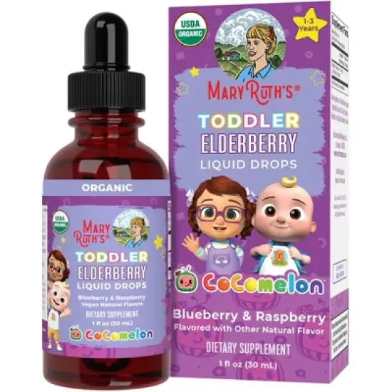MaryRuth's Cocomelon Toddler Elderberry Drops, Blueberry Raspberry, Org, 1 oz image {10}