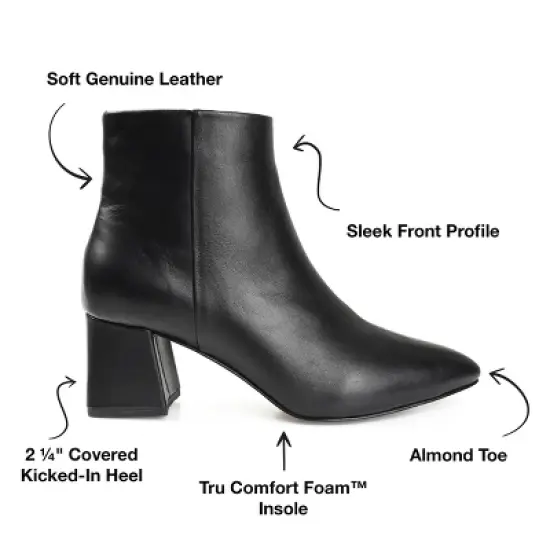 Journee Signature Womens Genuine Leather Tabbie Almond Toe Block Heel Ankle Booties image {7}