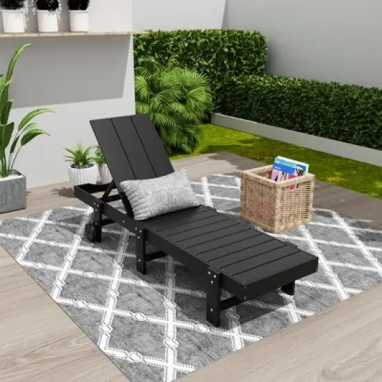 WestinTrends Ashore Modern Poly Reclining Chaise Lounge With Wheels image {11}