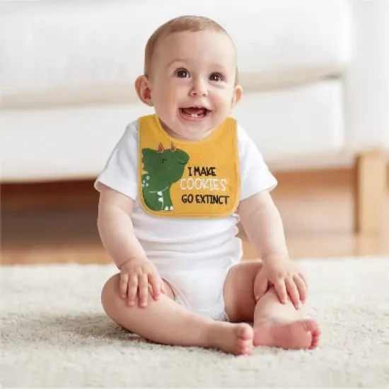 The Peanutshell Dino Boy 10-Pack Terry Bibs in Blue, Green and Black image {3}