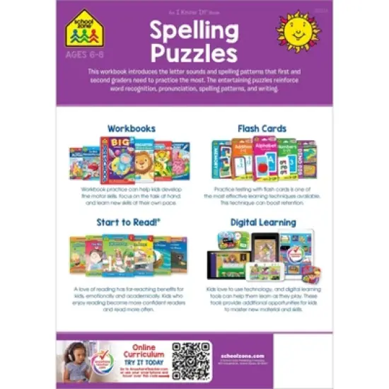 School Zone Spelling Puzzles Grades 1-2 Workbook - (Paperback) image {1}