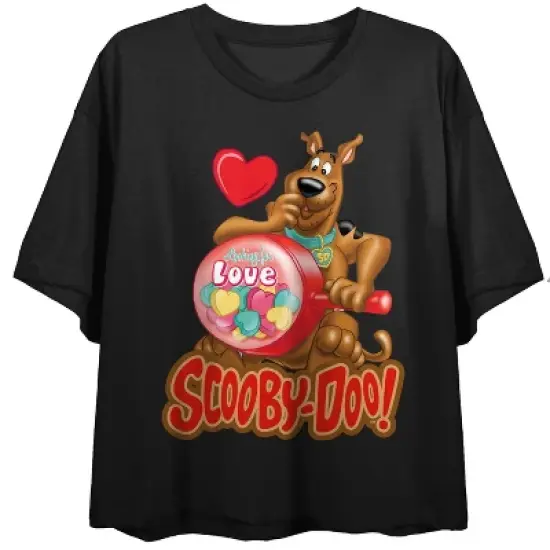 Scooby Doo Looking for Love Women's Black Graphic Crop Tee image {4}