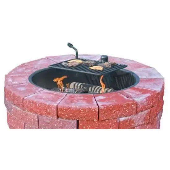 Pilot Rock 30 Inch Heavy Duty Steel Ground Fire Pit Ring Insert Liner and Metal Cooking Grate for Grilling, Camping, and Backyard Bonfires, Black image {4}