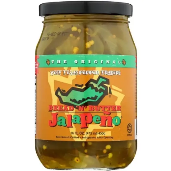 West Texas Pepper Traders The Original Bread N' Butter Jalape&ntilde;o - Case of 6 - 16 fl oz image {1}