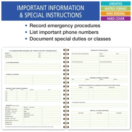 Elan Publishing Company W101FT - 32 Fashion Teacher Planner Set - PINK MARBLE image {7}