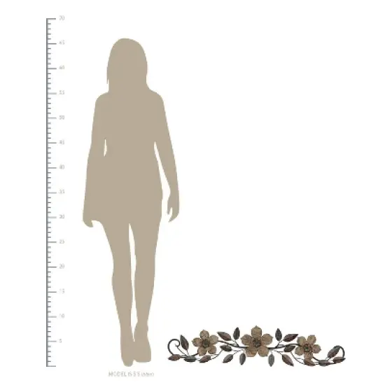 38" x 9" Floral Patterned Wood Over the Door Wall Decor Black - Stratton Home Decor image {1}