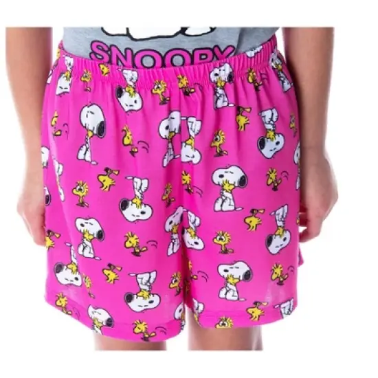 Peanuts Girls' Pajamas Snoopy and Woodstock Shirt And Shorts Pajama Set Snoopy and Woodstock image {3}