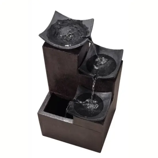 Teamson Home Outdoor Modern Stone-Look 4-Tier Floor Fountain, Brown image {6}