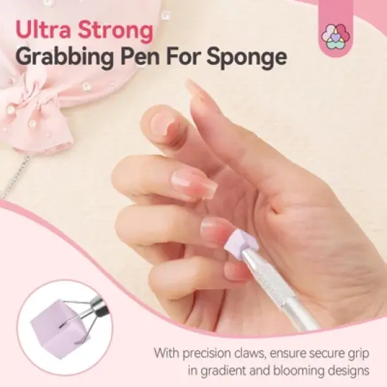 SAVILAND Pro Ombre Sponge Kit - 100-Count Purple Gradient Tools w/Tweezer Pen for Aura Nails Salon & DIY. image {4}