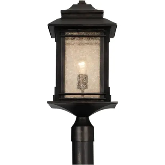 Franklin Iron Works Hickory Point Rustic Farmhouse Outdoor Post Lights Set of 2 Walnut Bronze 21 1/2" Frosted Cream Glass for Exterior Barn Deck House image {2}