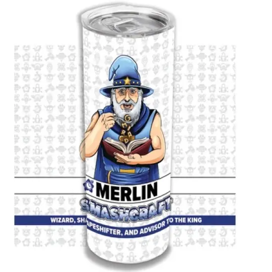 SMASHCRAFT 20 ounce Stainless Steel Double Walled Insulated Travel Tumbler Coffee Mug Cup, Merlin Comic image {1}