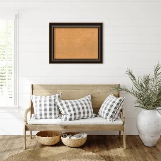 34"x26" Villa Wood Frame Natural Cork Board Oil Rubbed Bronze - Amanti Art: Wall Mount, Custom Framed, Home Organization image {4}