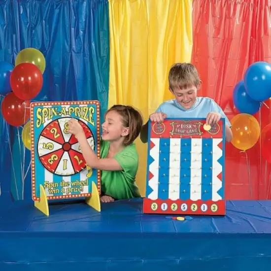 Fun Express Drop Disk Game - Wood Gamboard, Includes 6 Disks - Carnival and Party Game image {2}