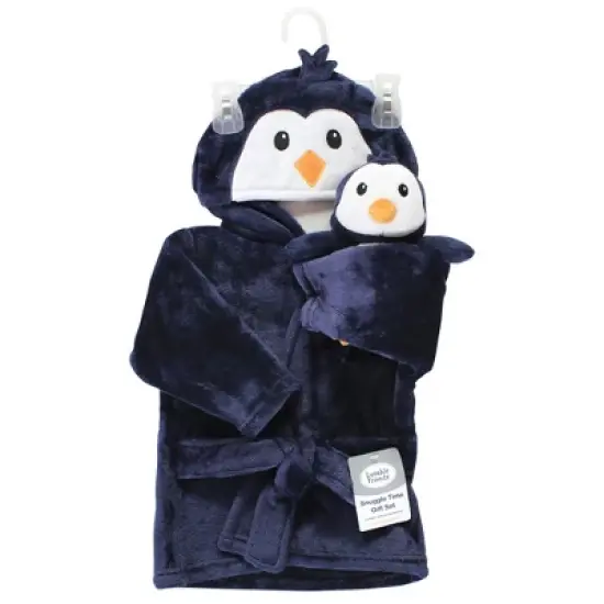 Luvable Friends Infant Boy Plush Bathrobe and Toy Set, Boy Penguin, 0-9 Months image {1}