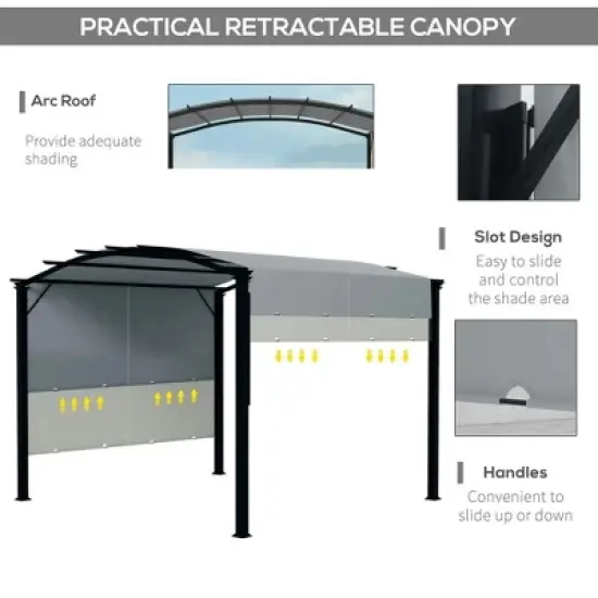 Resenkos Outdoor Garden Gazebo, Sunshade Gazebo Canopy,11' x 11' Outdoor Retractable Pergola with Canopy for Backyard, Gray Gray, Black image {11}
