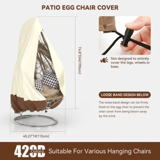 Topteng Egg Chair Cover Waterproof Patio Outdoor image {7}